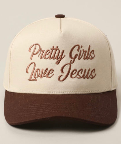 Brown Pretty girls love Jesus cap