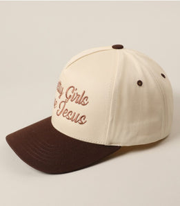 Brown Pretty girls love Jesus cap